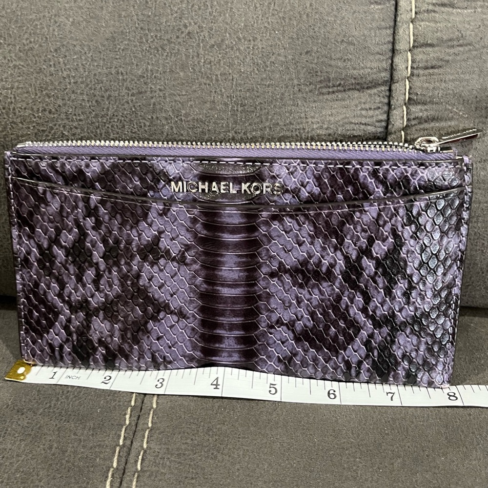 Michael Kors Violet Snakeskin Slim Wallet
